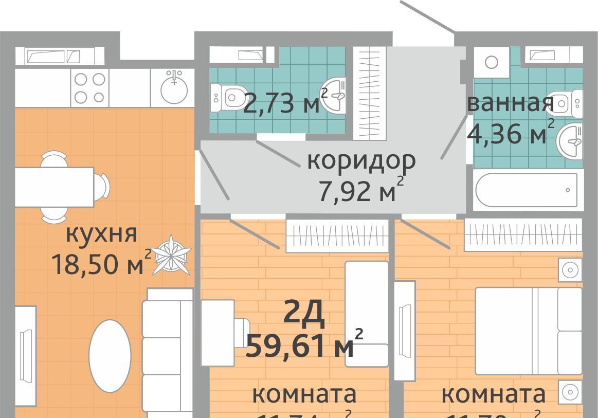 квартира г Екатеринбург р-н Верх-Исетский ВИЗ жилрайон, Семейный квартал Дружный жилой комплекс фото 1