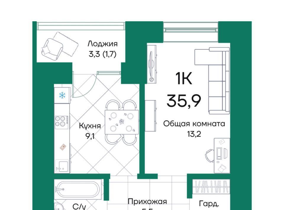 квартира г Барнаул р-н Индустриальный ул Просторная фото 1
