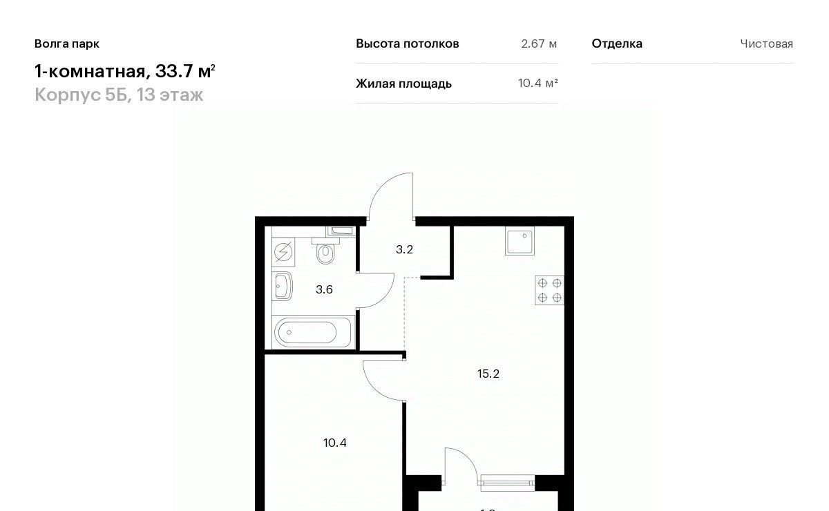 Продам однокомнатную новостройку 5б в Волга Парк жилом комплексе в  Фрунзенском районе в городе Ярославле 33.0 м² этаж 13/17 4298704 руб база  Олан ру объявление 110286933