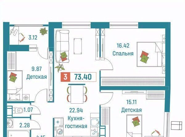 квартира р-н Всеволожский г Мурино ул Екатерининская 18/3 Девяткино фото 1