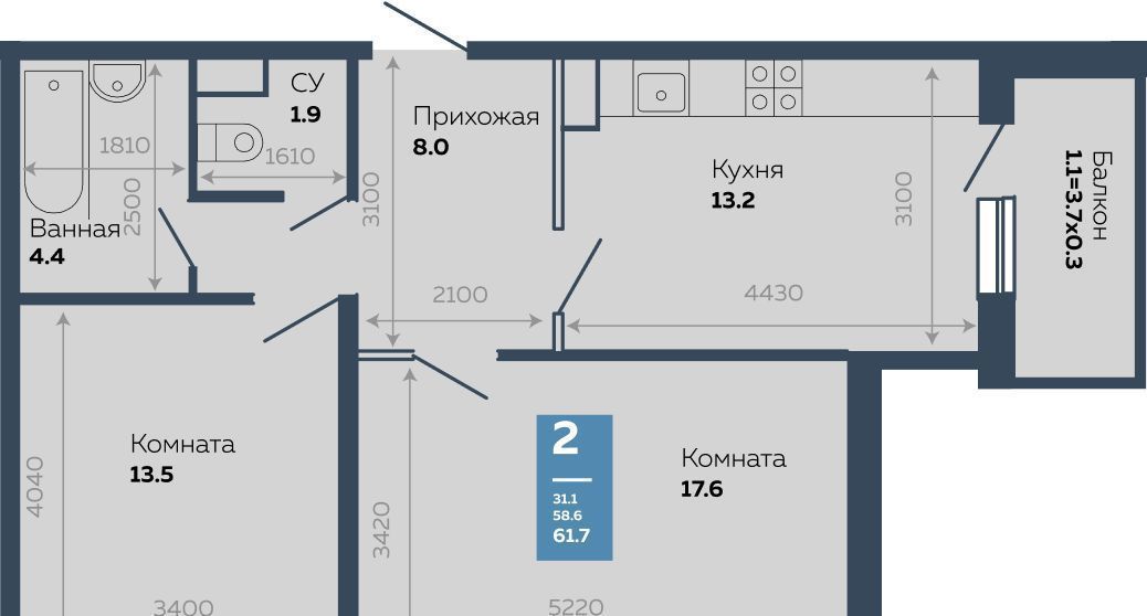 квартира г Краснодар р-н Прикубанский ул Героев-Разведчиков 11/3 фото 1