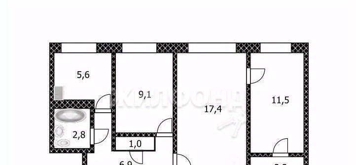 квартира г Барнаул р-н Железнодорожный ул Георгия Исакова 113 фото 11