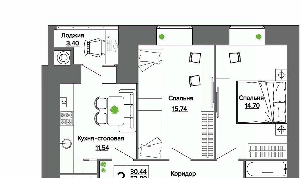 квартира г Рязань р-н Московский ЖК «Видный» фото 1