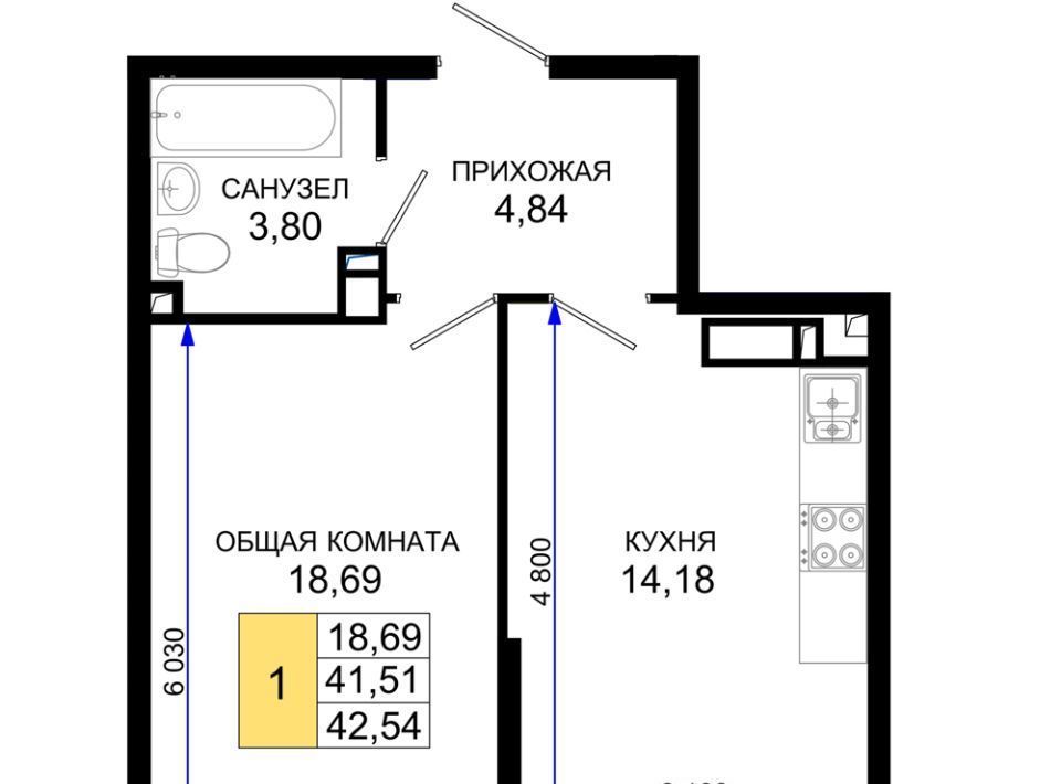 квартира г Краснодар р-н Прикубанский мкр им Петра Метальникова ЖК «Лучший» фото 1