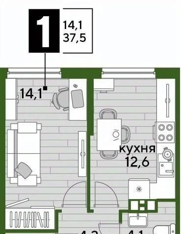 квартира г Краснодар р-н Прикубанский Догма Парк мкр фото 3