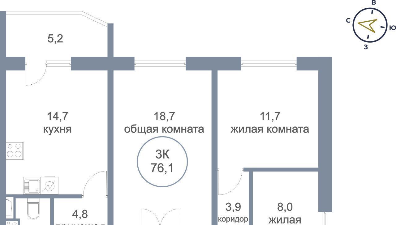 квартира г Сургут пос Гидростроитель ул Монтажников 7 фото 1