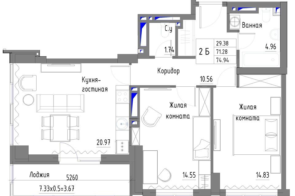 квартира г Ростов-на-Дону пр-кт Стачки 215б городской округ Ростов-на-Дону фото 1