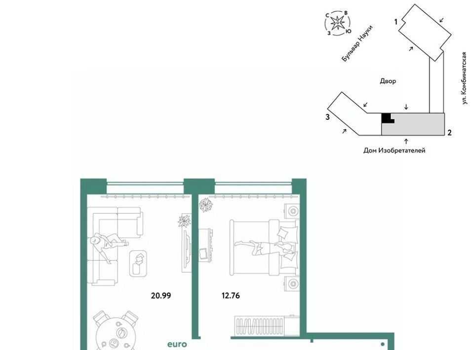 квартира г Тюмень р-н Калининский ул Комбинатская 16к/1 фото 1