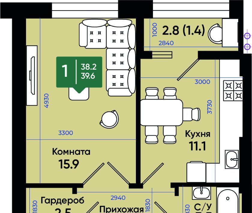 квартира г Батайск ул Олимпийское Кольцо 36к/19 фото 1