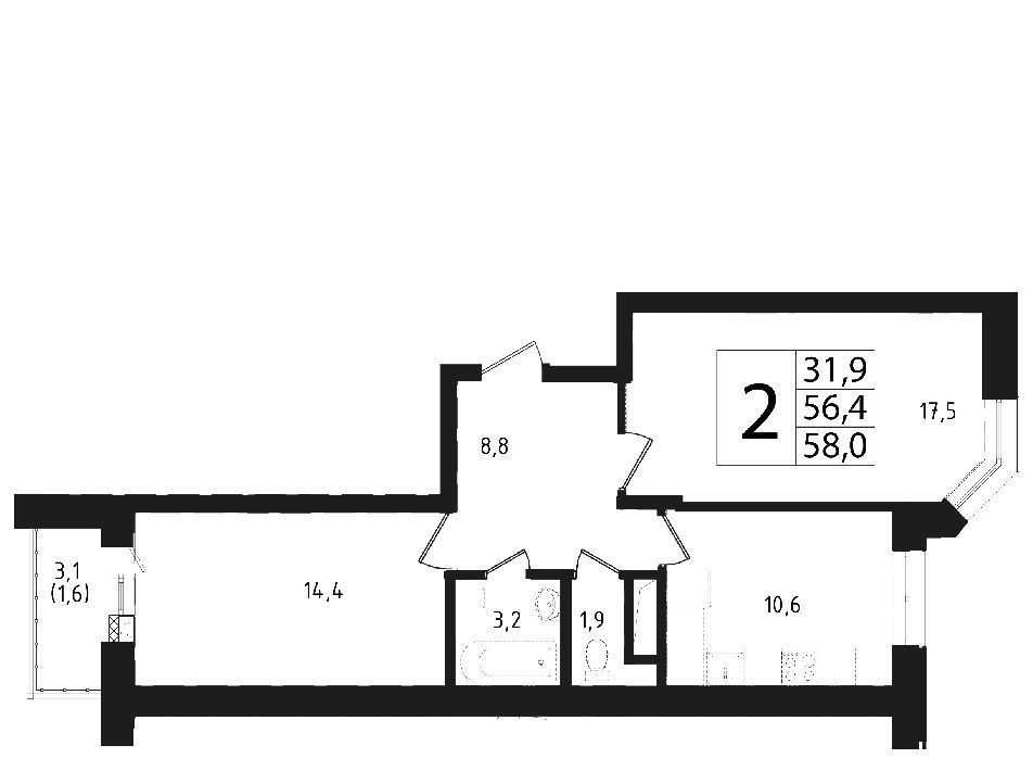 квартира городской округ Одинцовский г Звенигород мкр 3 13 Крёкшино фото 1