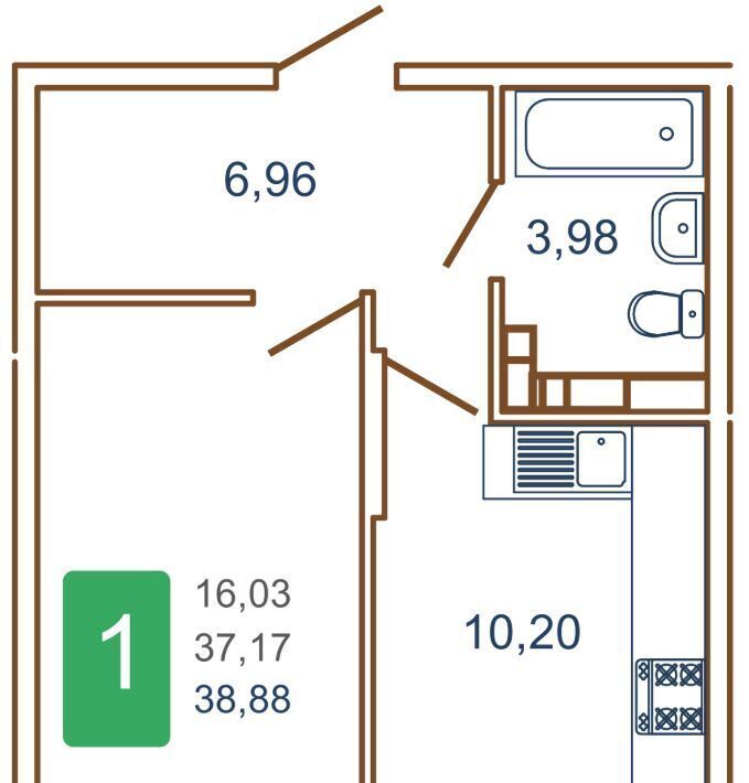 квартира г Краснодар р-н Прикубанский ул им. Кирилла Россинского 3/2к 1 фото 3