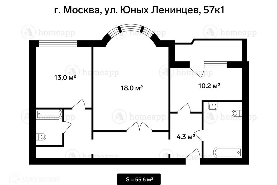 квартира г Москва ул Юных Ленинцев 57к/1 Юго-Восточный административный округ фото 2