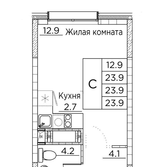 квартира г Владивосток р-н Ленинский ул Расула Гамзатова 7к/2 фото 1