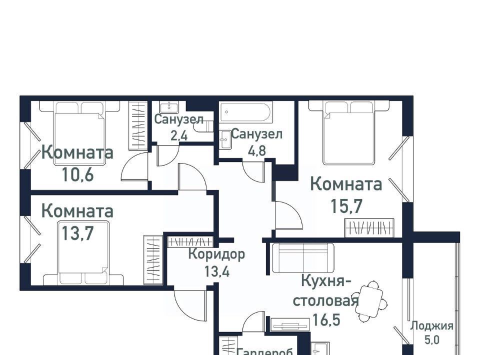 квартира р-н Сосновский п Западный р-н мкр Притяжение Кременкульское с/пос, 7-й кв-л фото 1