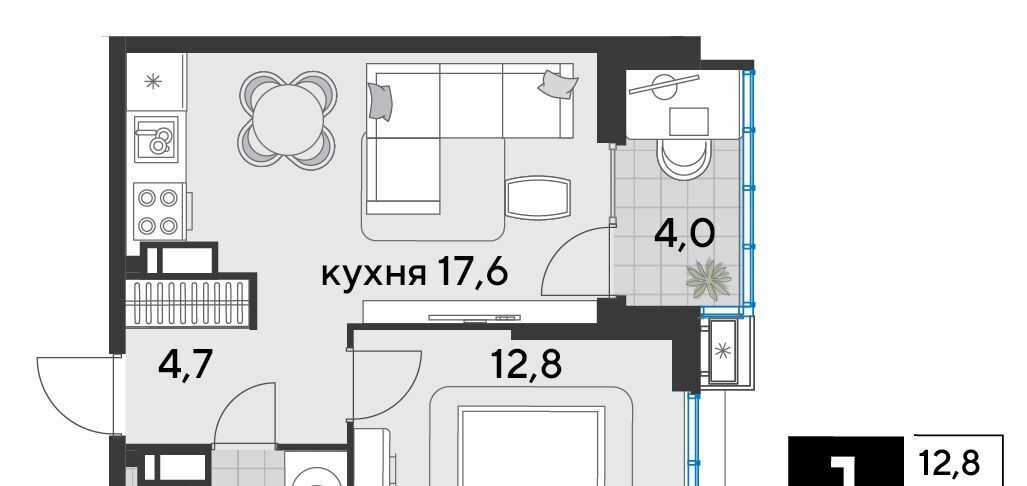 квартира г Краснодар р-н Прикубанский ЖК «Парк Победы» фото 1