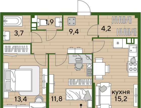 квартира г Краснодар р-н Прикубанский ул им. Анны Ахматовой фото 1