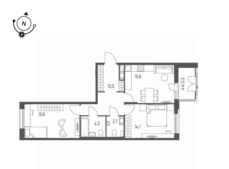 квартира г Омск р-н Кировский микрорайон Зелёная Река 14 фото 1