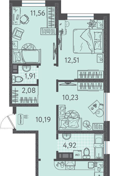 квартира г Краснодар р-н Прикубанский ул им. Кудухова Б.С. 7 фото 1