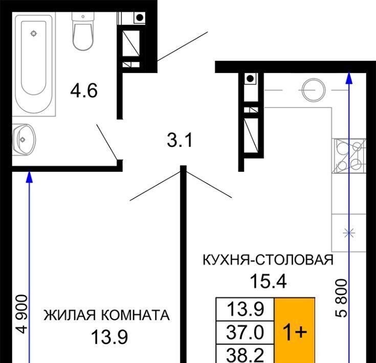 квартира г Краснодар р-н Прикубанский ЖК «Дыхание» фото 1