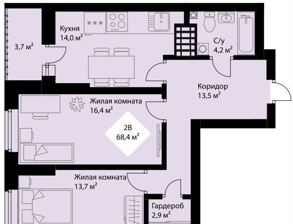 квартира г Екатеринбург пр-кт Космонавтов 2 Проспект Космонавтов фото 2