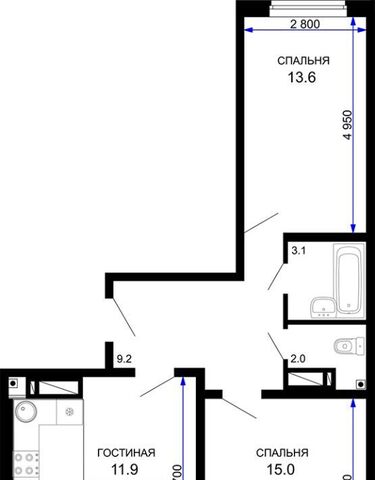 квартира г Краснодар р-н Прикубанский ул Домбайская 57к/9 фото