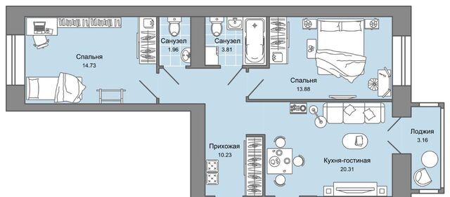 квартира р-н Заволжский Новый Город ЖК Центрополис 4 Центральный кв-л фото