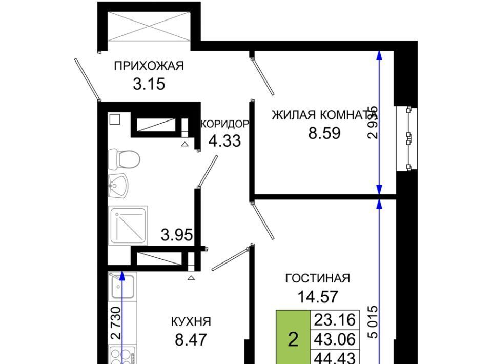 квартира г Ростов-на-Дону р-н Октябрьский пер Нефтекачка ЖК «Октябрь Парк» фото 1