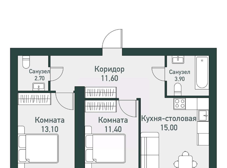 квартира п Западный р-н мкр Привилегия ул Спортивная 16 Кременкульское с/пос фото 1