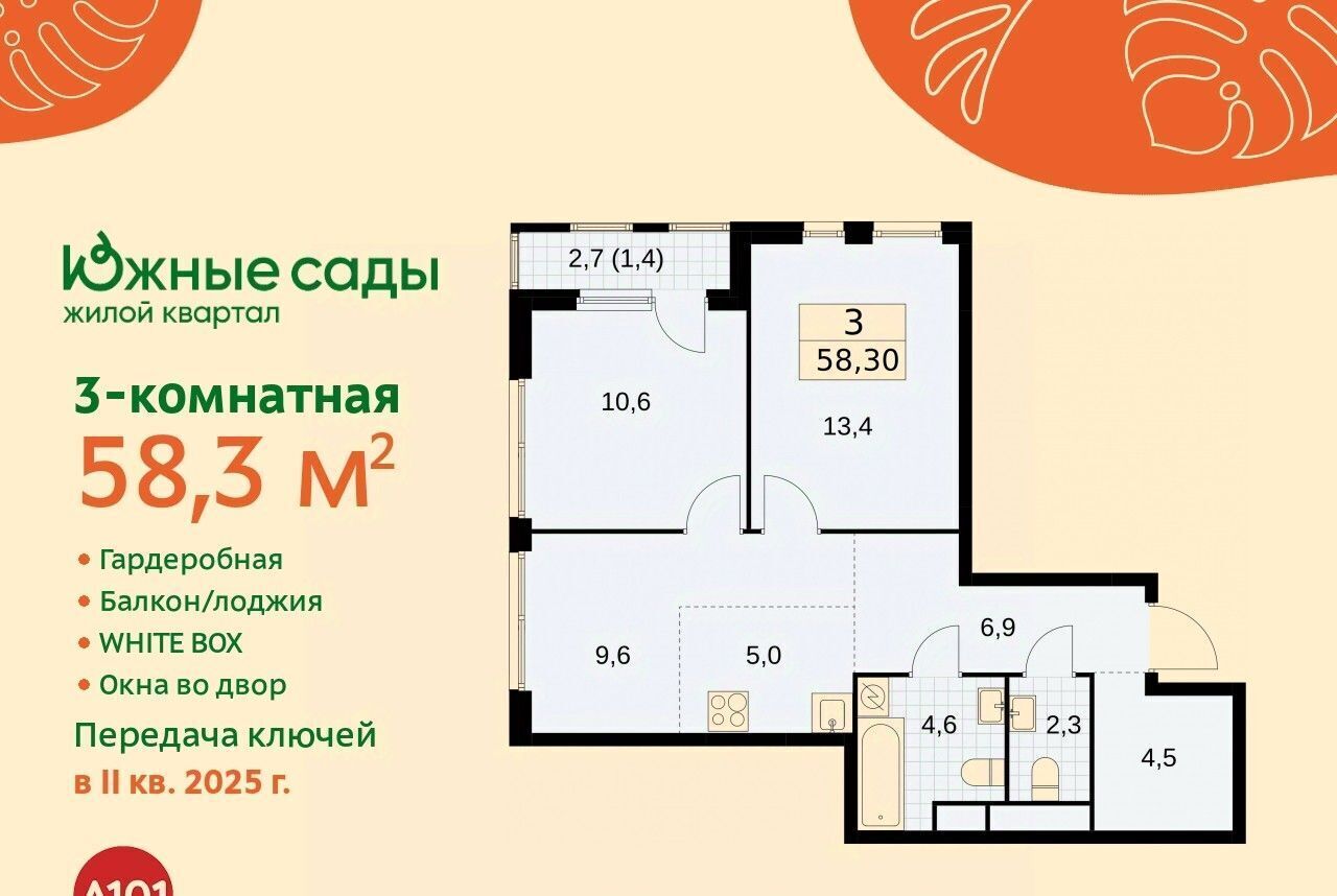 квартира г Москва метро Бунинская аллея ЖК «Южные сады» к 2. 2 фото 1