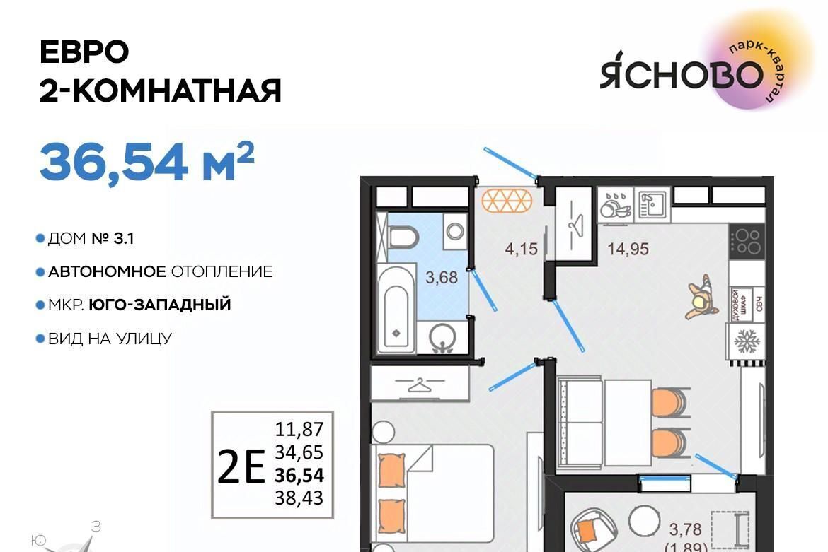 квартира г Ульяновск р-н Засвияжский микрорайон «Юго-Западный» 3/1 Ясново кв-л фото 1