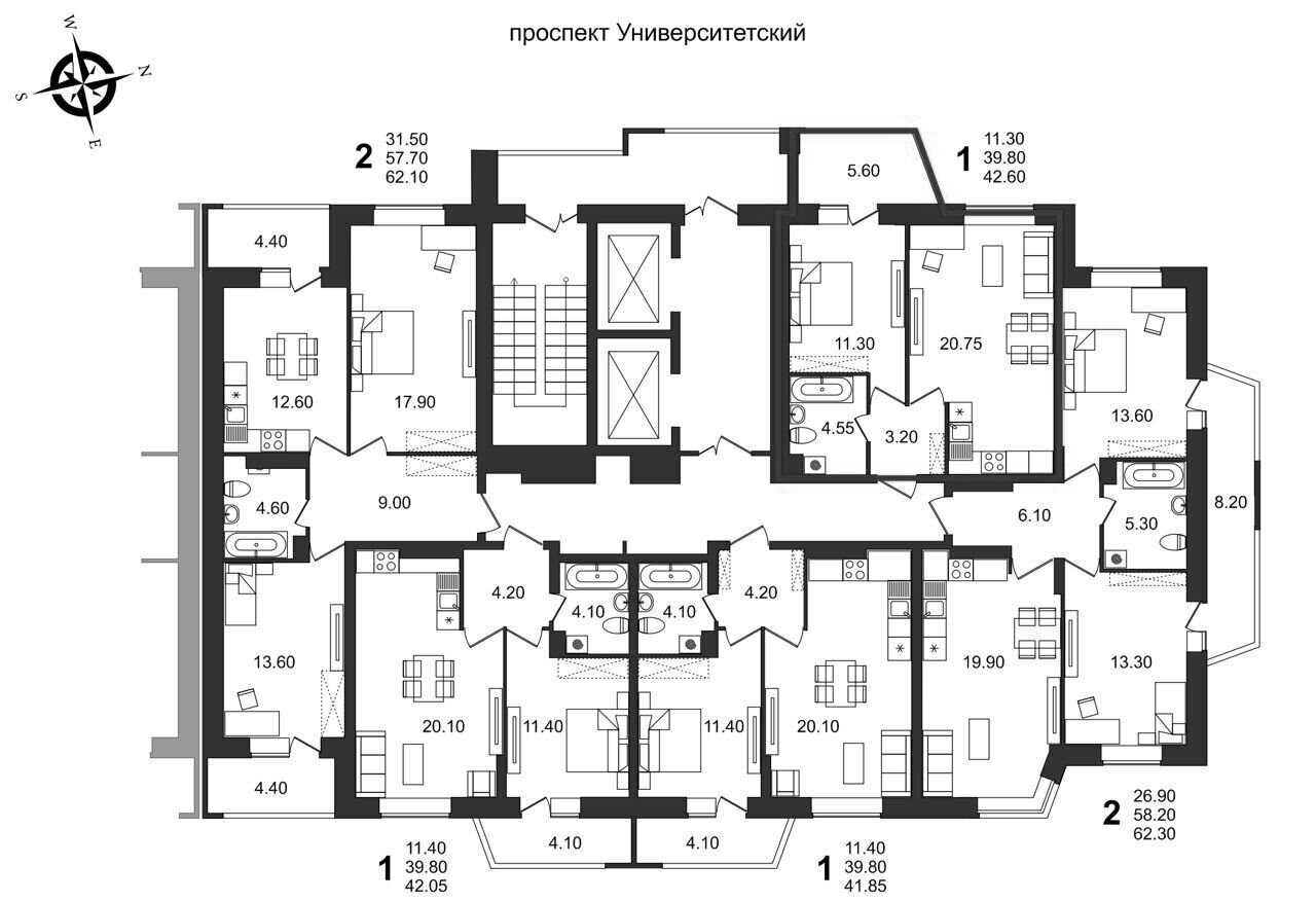 квартира г Волгоград р-н Советский пр-кт Университетский 55 фото 2