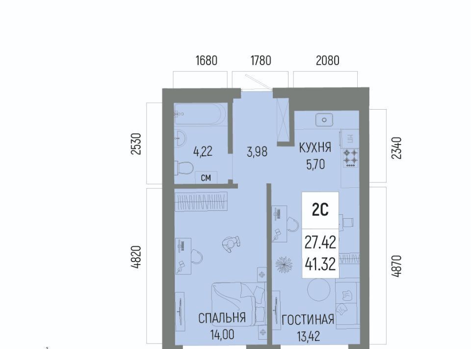 квартира г Уфа р-н Октябрьский ЖК «Новатор» Глумилино-1 мкр фото 1
