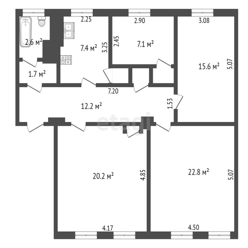 квартира г Комсомольск-на-Амуре ул Калинина 20 фото 17