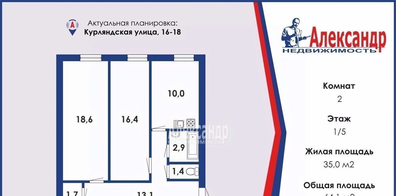 квартира г Санкт-Петербург метро Балтийская ул Курляндская 16/18в фото 2