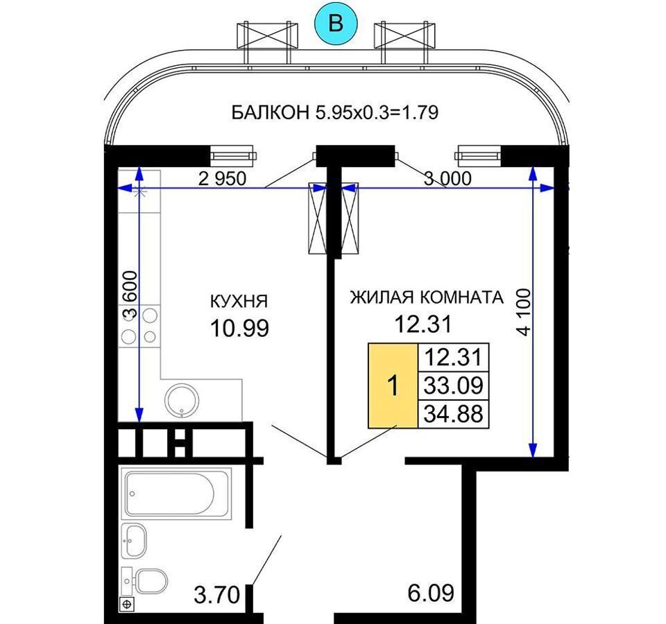 квартира г Краснодар р-н Центральный ул Воронежская 47/14 фото 12