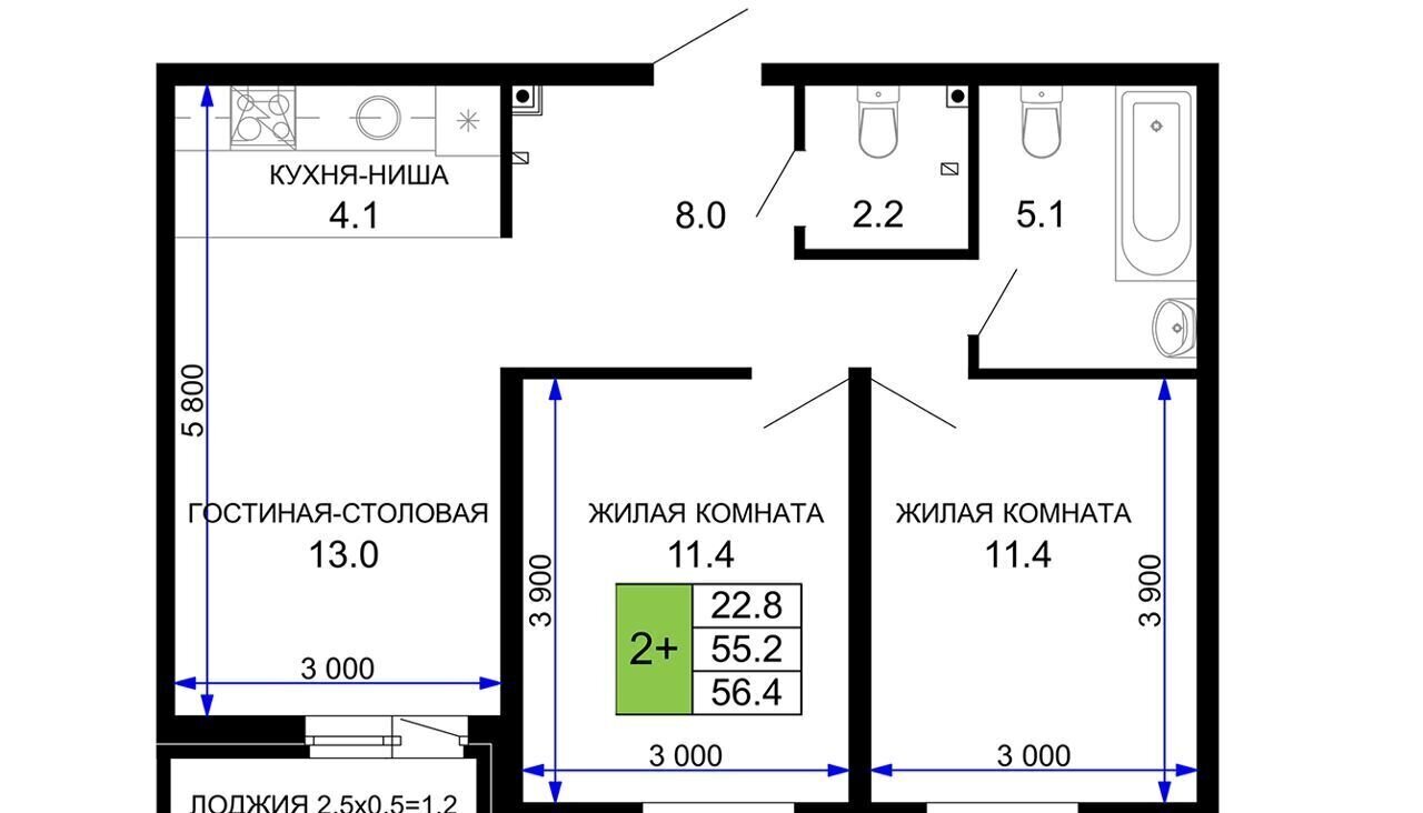 квартира г Краснодар р-н Прикубанский ул Почтовое отделение 87 26 фото 1