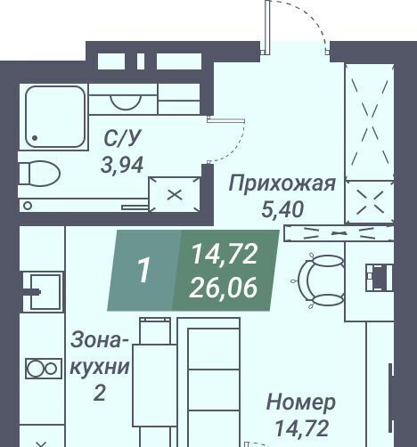 квартира г Новосибирск Заельцовская ул Даргомыжского 8д фото 2