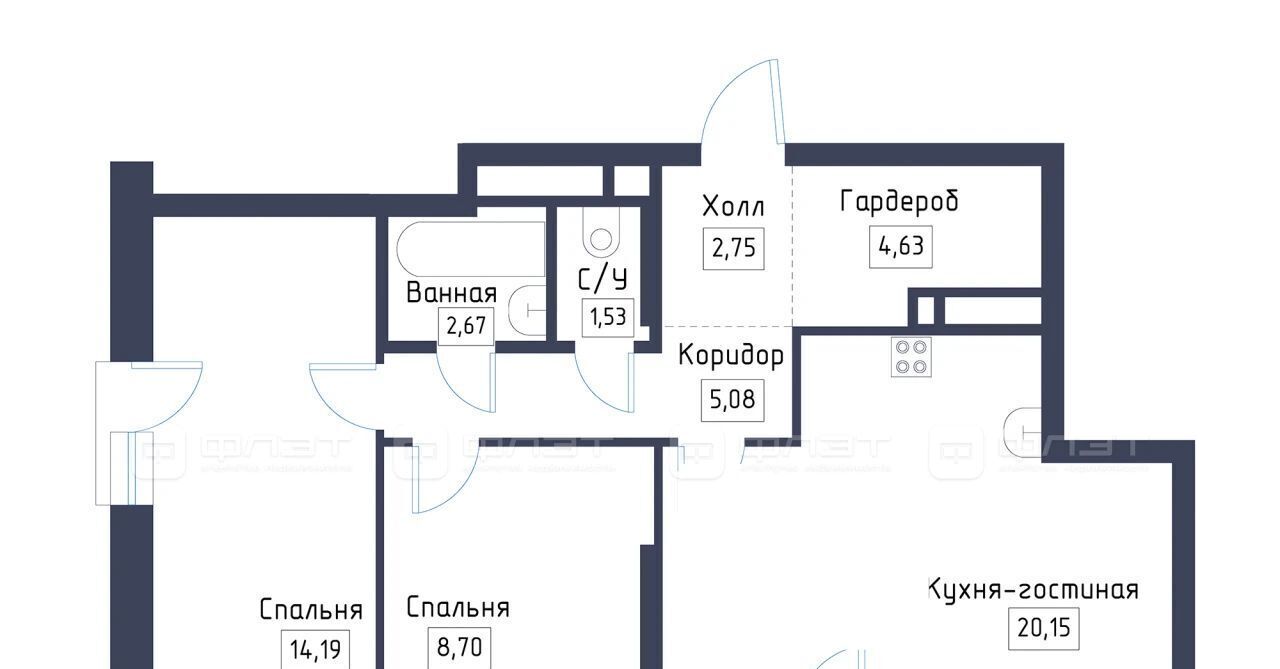 квартира р-н Зеленодольский с Осиново ЖК «Зимний Сад» Осиновское с/пос, сад, Авиастроительная фото 2