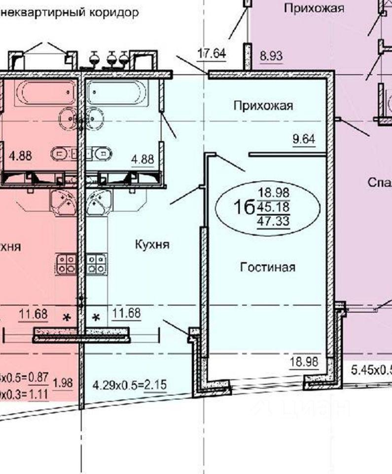 квартира г Краснодар р-н Центральный ул Ставропольская 336/6 ЖК «Солнечный остров» бл 1 фото 20