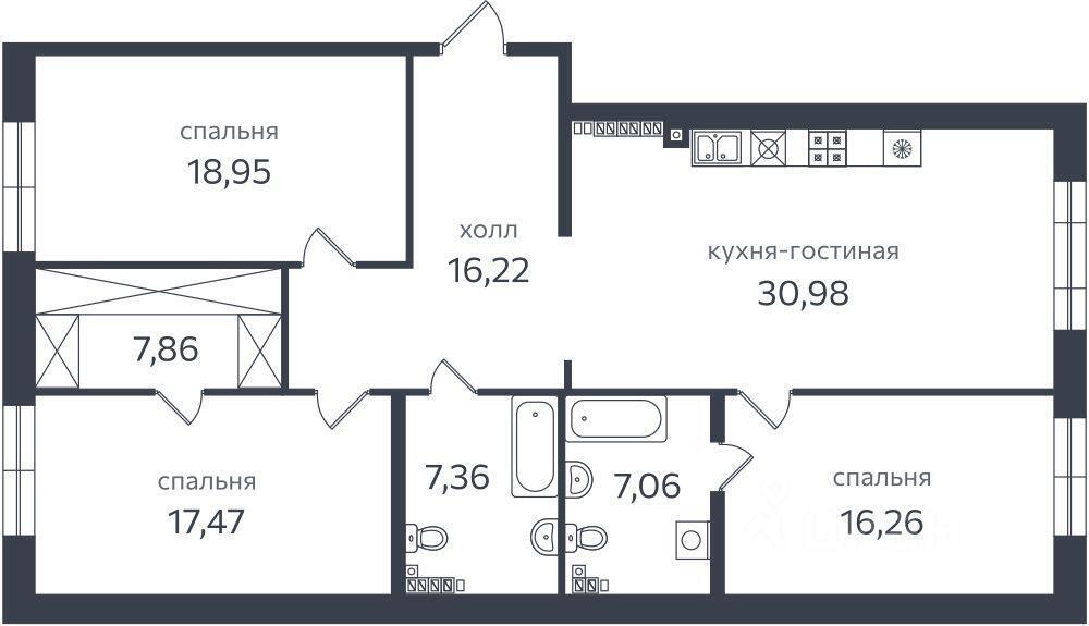 квартира р-н Гатчинский д Покровская Санкт-Петербург, Петроградский район, Петровский округ, коса, 1 к 1 лит Р фото 1