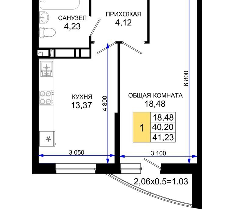 квартира г Краснодар р-н Прикубанский мкр им Петра Метальникова ЖК «Лучший» фото 1