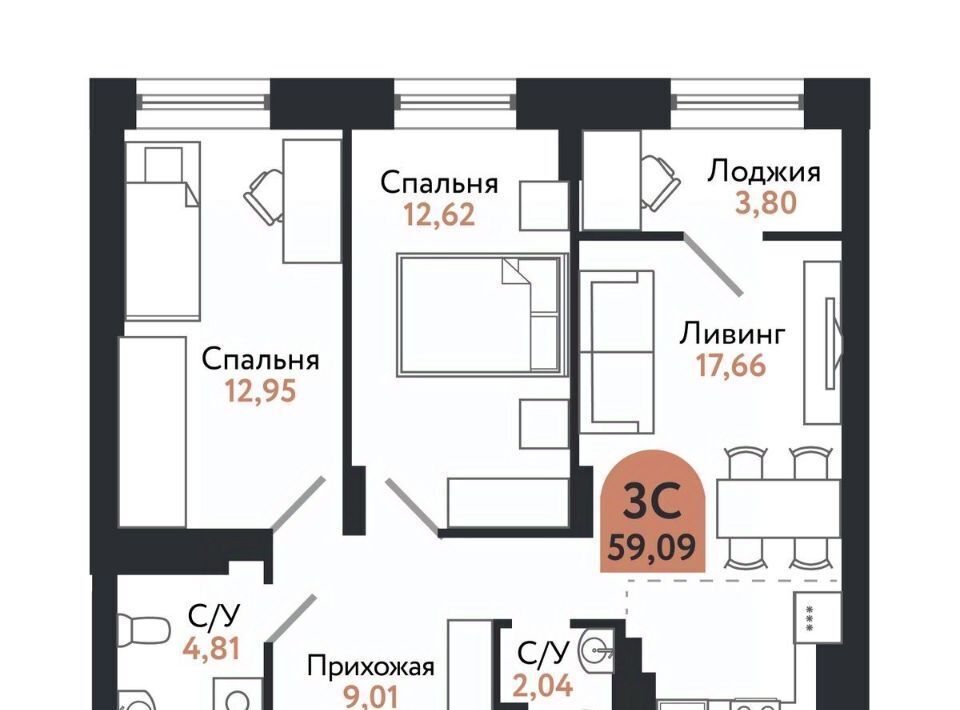 квартира г Томск р-н Ленинский пр-кт Ленина 206в ЖК «Квартал 1604» фото 1