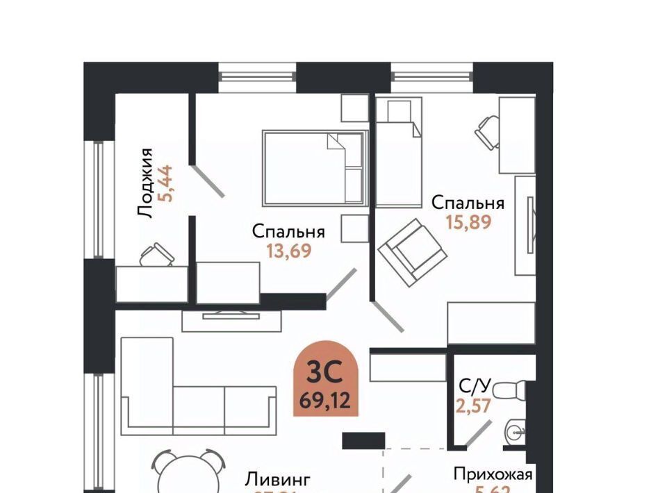 квартира г Томск р-н Ленинский пр-кт Ленина 206в ЖК «Квартал 1604» фото 1