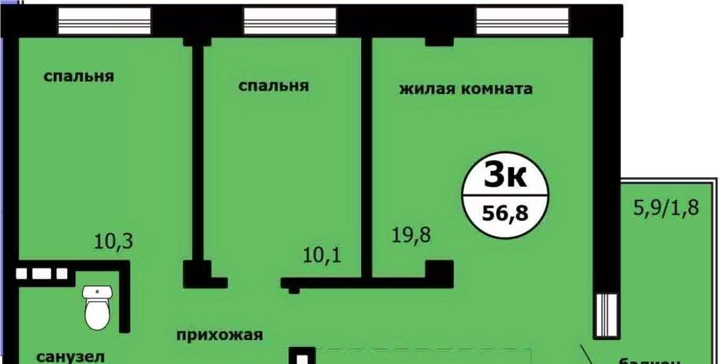 квартира г Красноярск р-н Ленинский Завода СК, ул. Вишневая, Садоводческое товарищество Химик фото 1