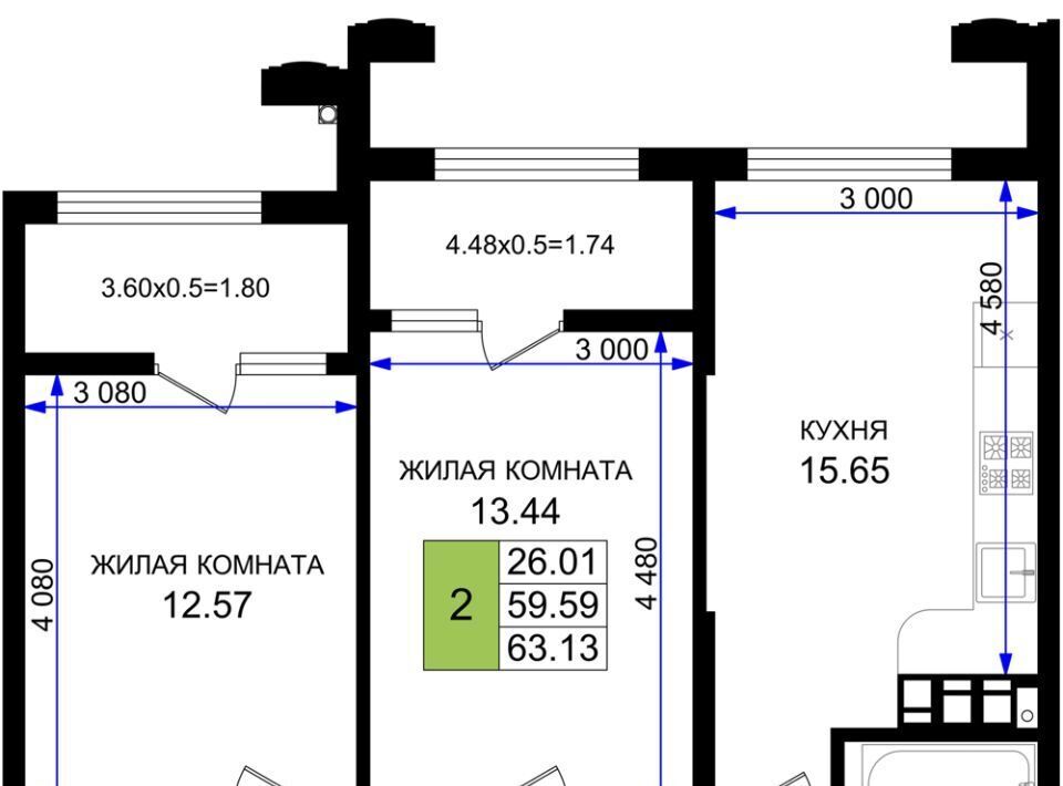 квартира г Новороссийск р-н Южный микрорайон 5-я Бригада фото 1