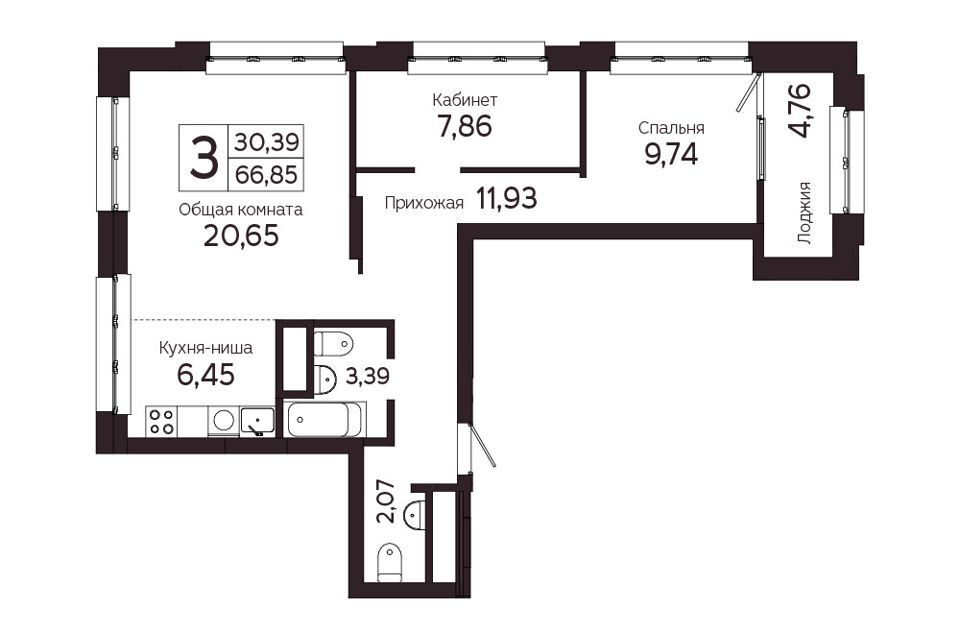 квартира г Томск пр-кт Комсомольский 48б Томский район фото 1