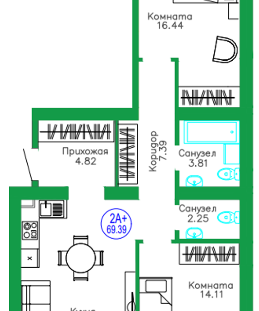 квартира р-н Тюменский п Московский Новая, 17 ст 2 фото 1