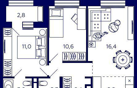 квартира г Уфа р-н Октябрьский ул Энтузиастов 7в ЖК Tau House д. 7 фото 1