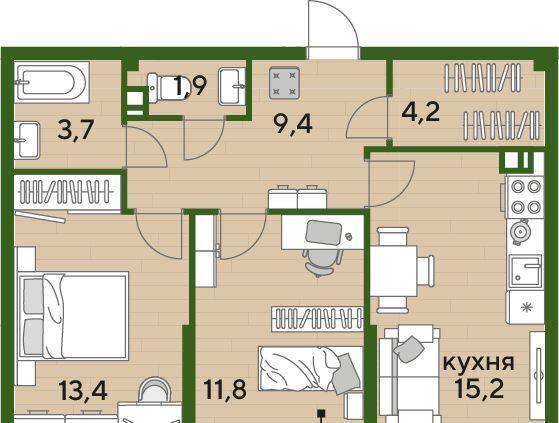 квартира г Краснодар р-н Прикубанский ул им. Анны Ахматовой фото 1