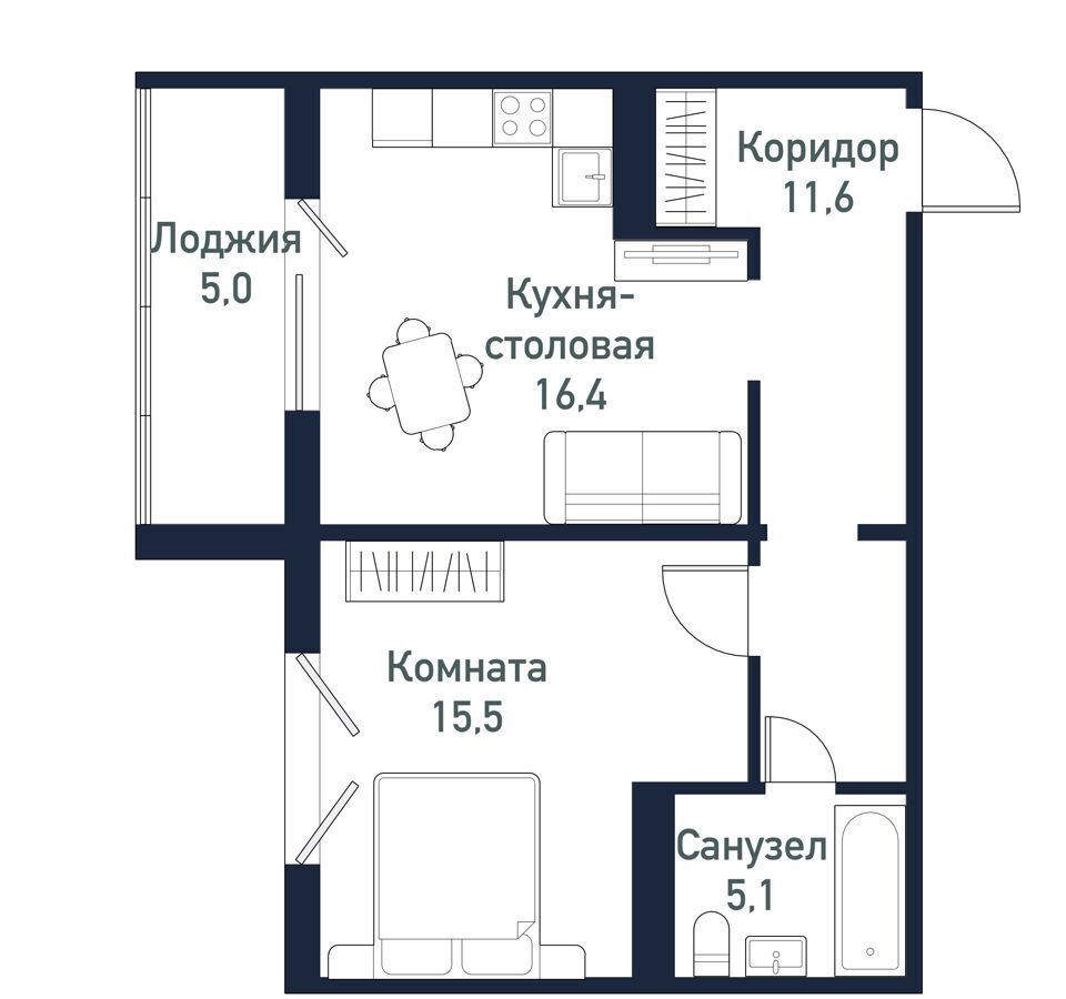 квартира г Челябинск Западный ЖК «Притяжение» стр. 55 фото 1